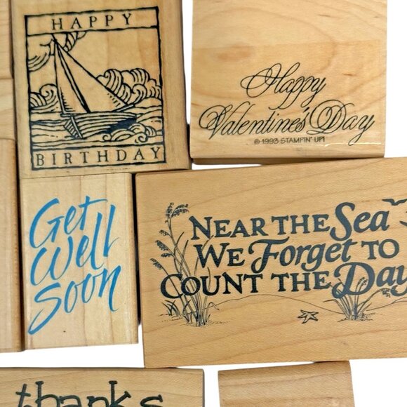 Lot of 19 Assorted Rubber Stamps Mixed Themes Wood Mounted Crafting Art Projects - Picture 8 of 8